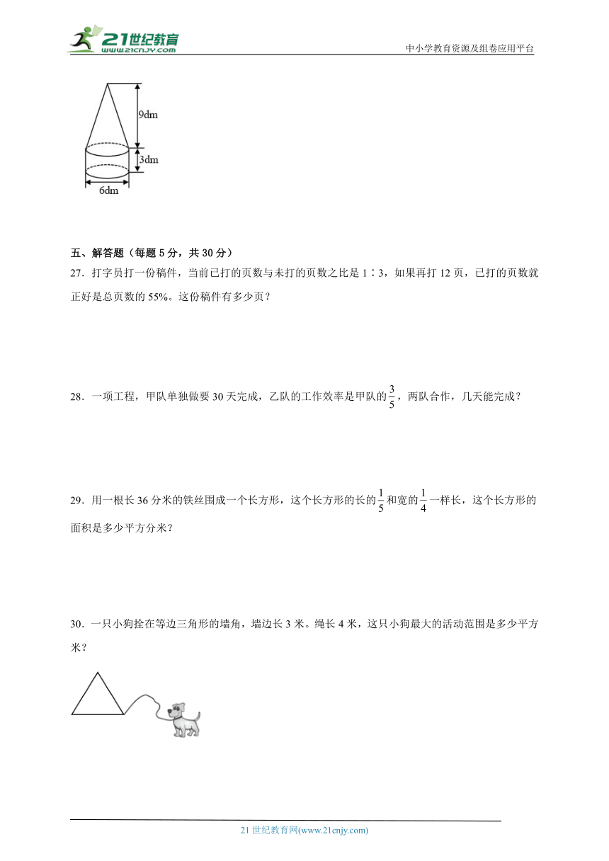 小升初综合检测卷-小学数学六年级下册苏教版（含解析）