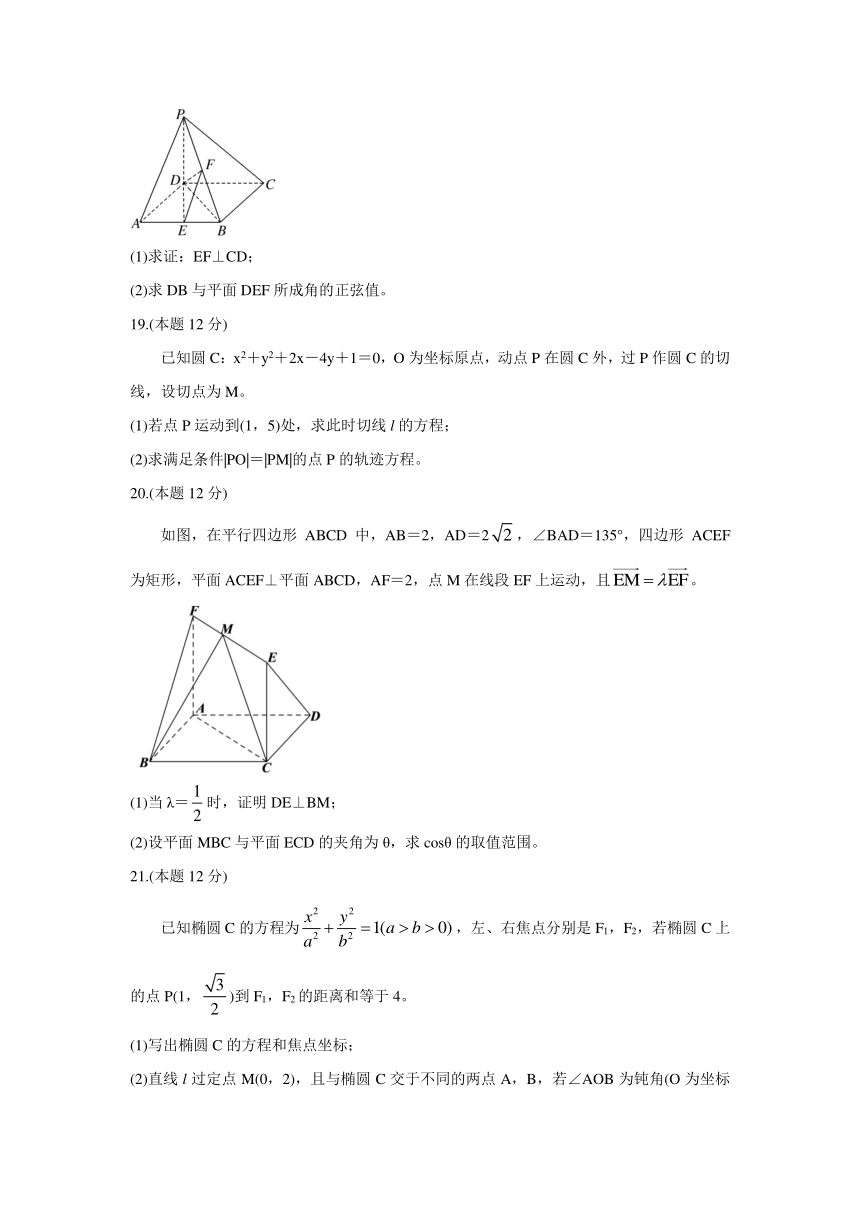 山东省2021-2022学年高二11月“山东学情”期中联考数学（B版）试题（Word版含答案）