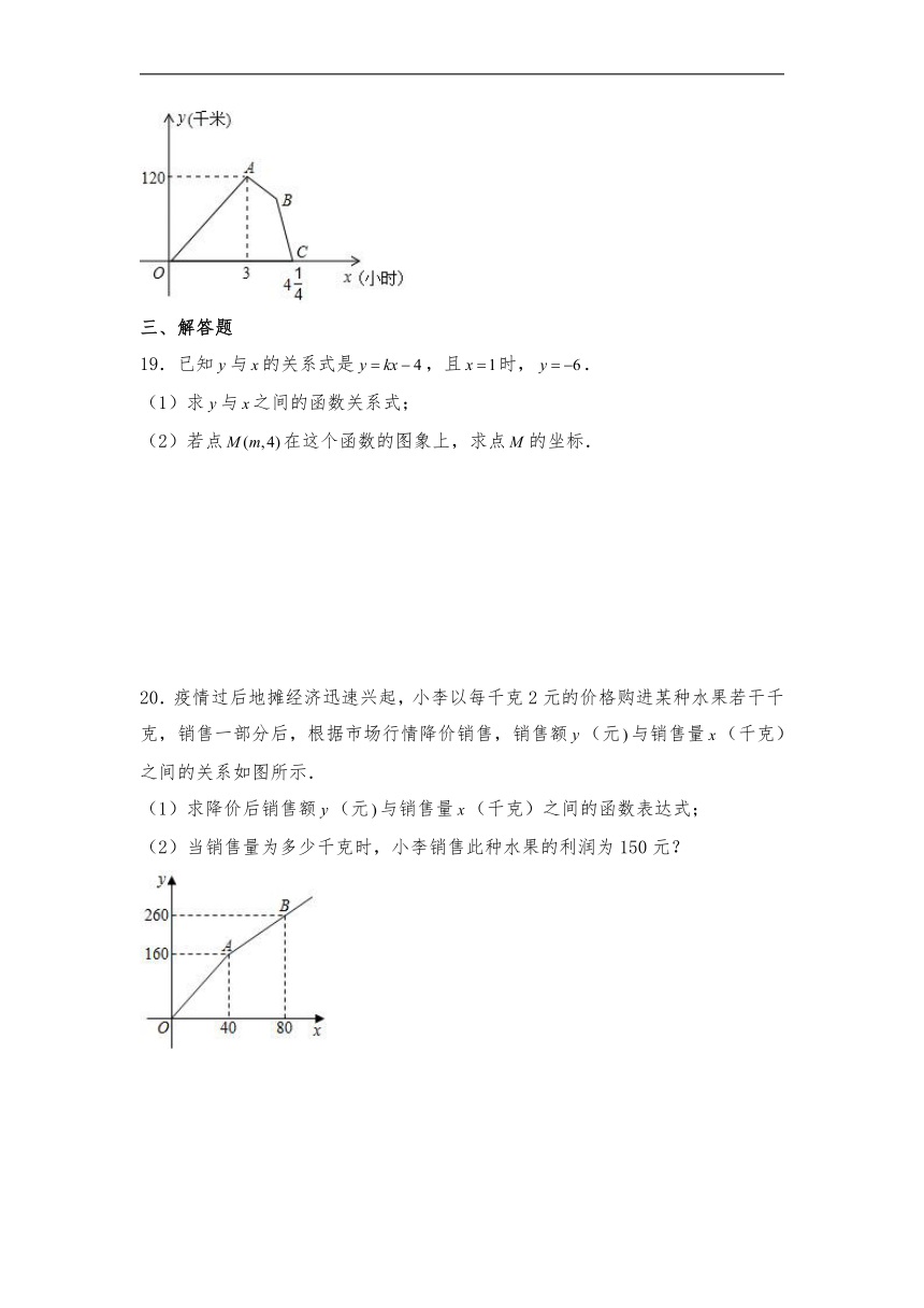 八年级数学下册试题 第20章一次函数单元测试（培优提升卷）-沪教版（含解析）