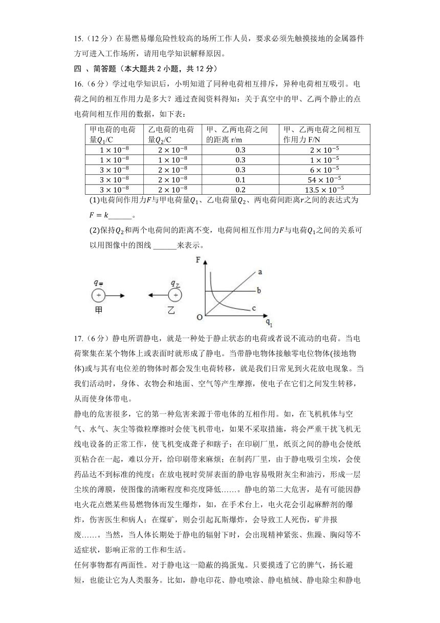苏科版八年级下册《7.2 静电现象》同步练习卷(含解析)