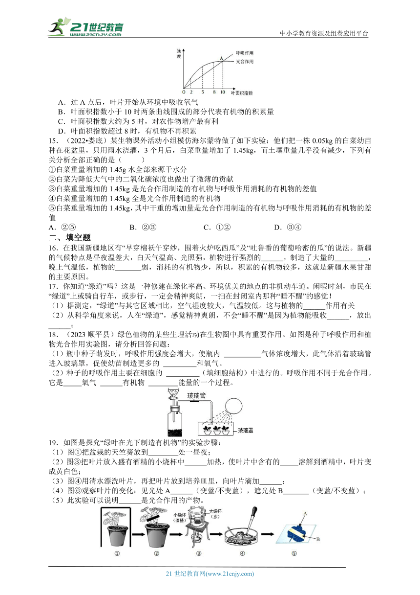 【新思维】2024浙江中考科学复习 专题24 植物的新陈代谢