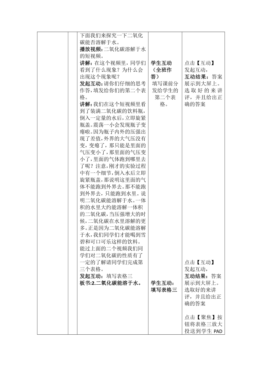 课题3 二氧化碳和一氧化碳第一课时教学设计（表格式）-九年级化学人教版第六单元