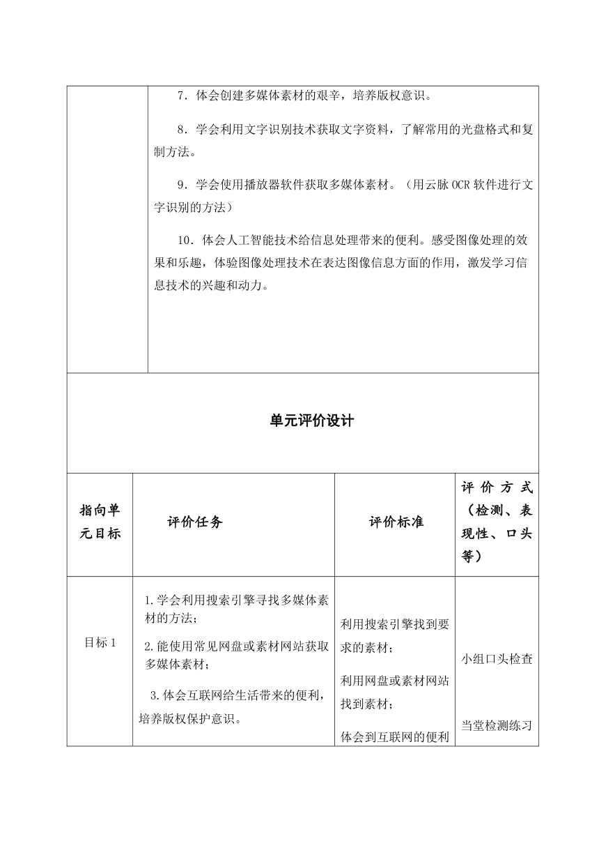 2020—2021学年青岛版（2019）第二册第一单元多媒体素材获取 方案