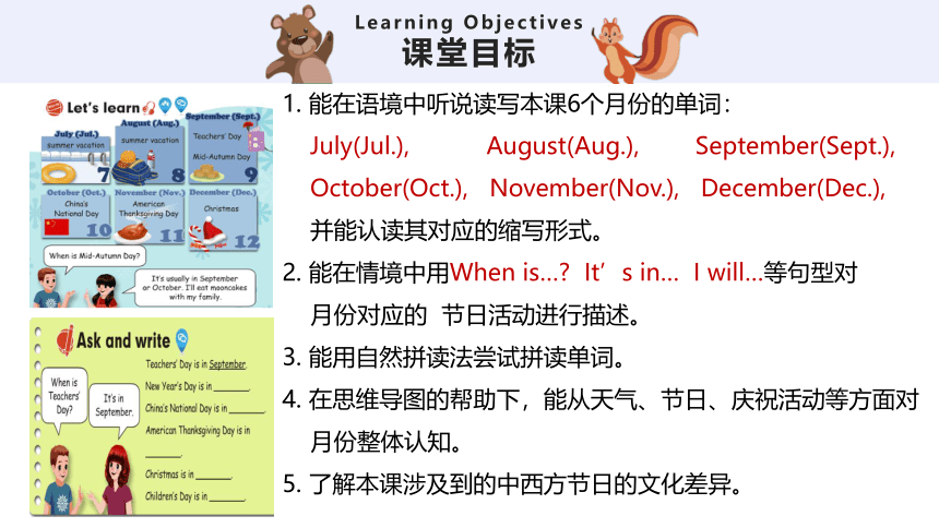 Unit 3 My School Calendar Part B Let’s learn 课件（32张ppt）