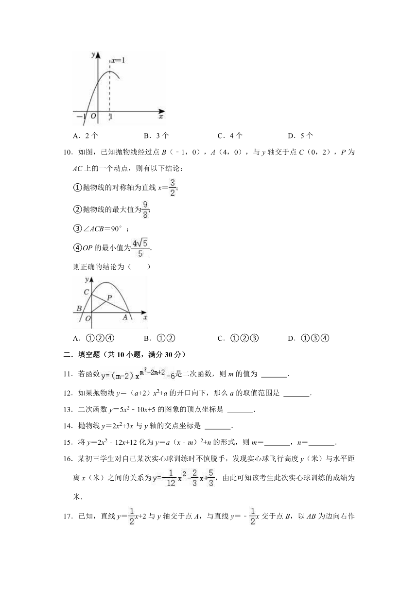 2022-2023学年苏科版九年级下册数学《第5章 二次函数》单元测试卷（含解析）