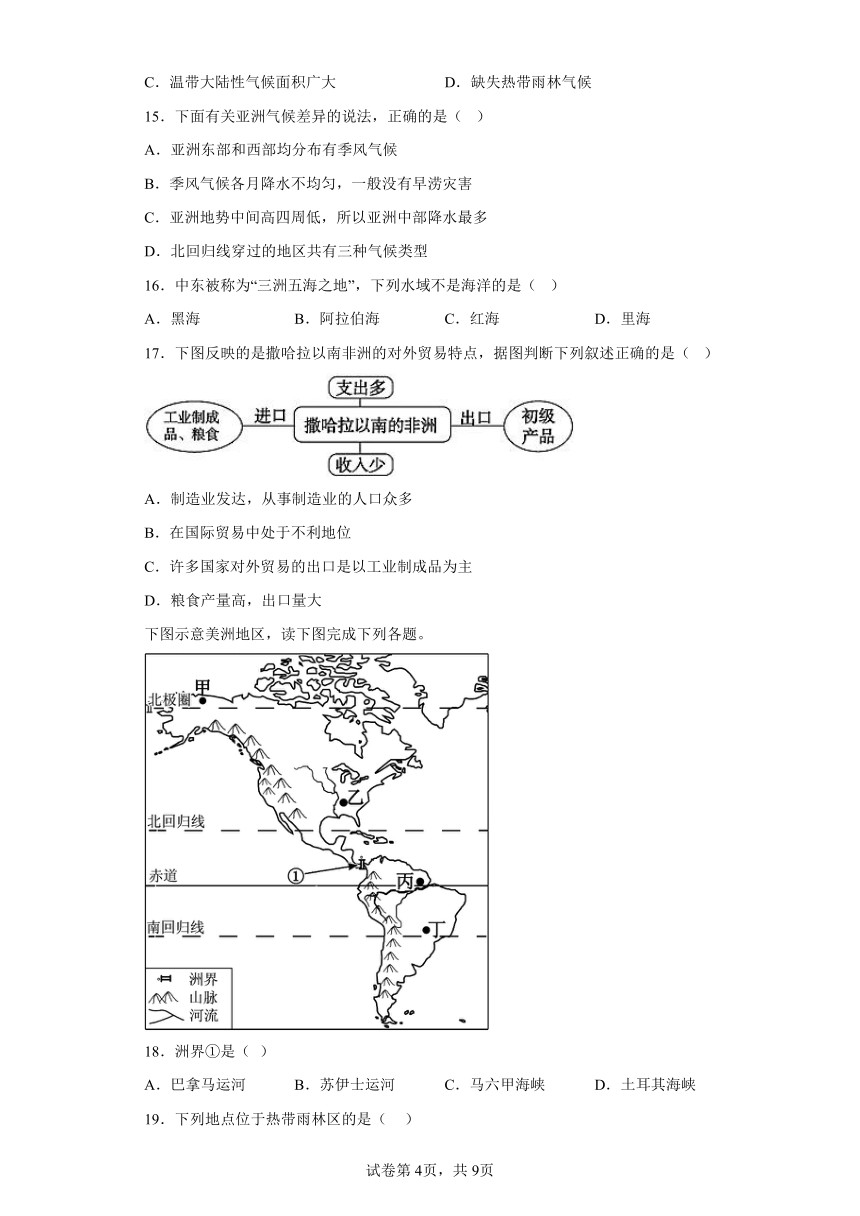 广东省茂名高州市十校2021-2022学年七年级下学期期中地理试题(含答案)