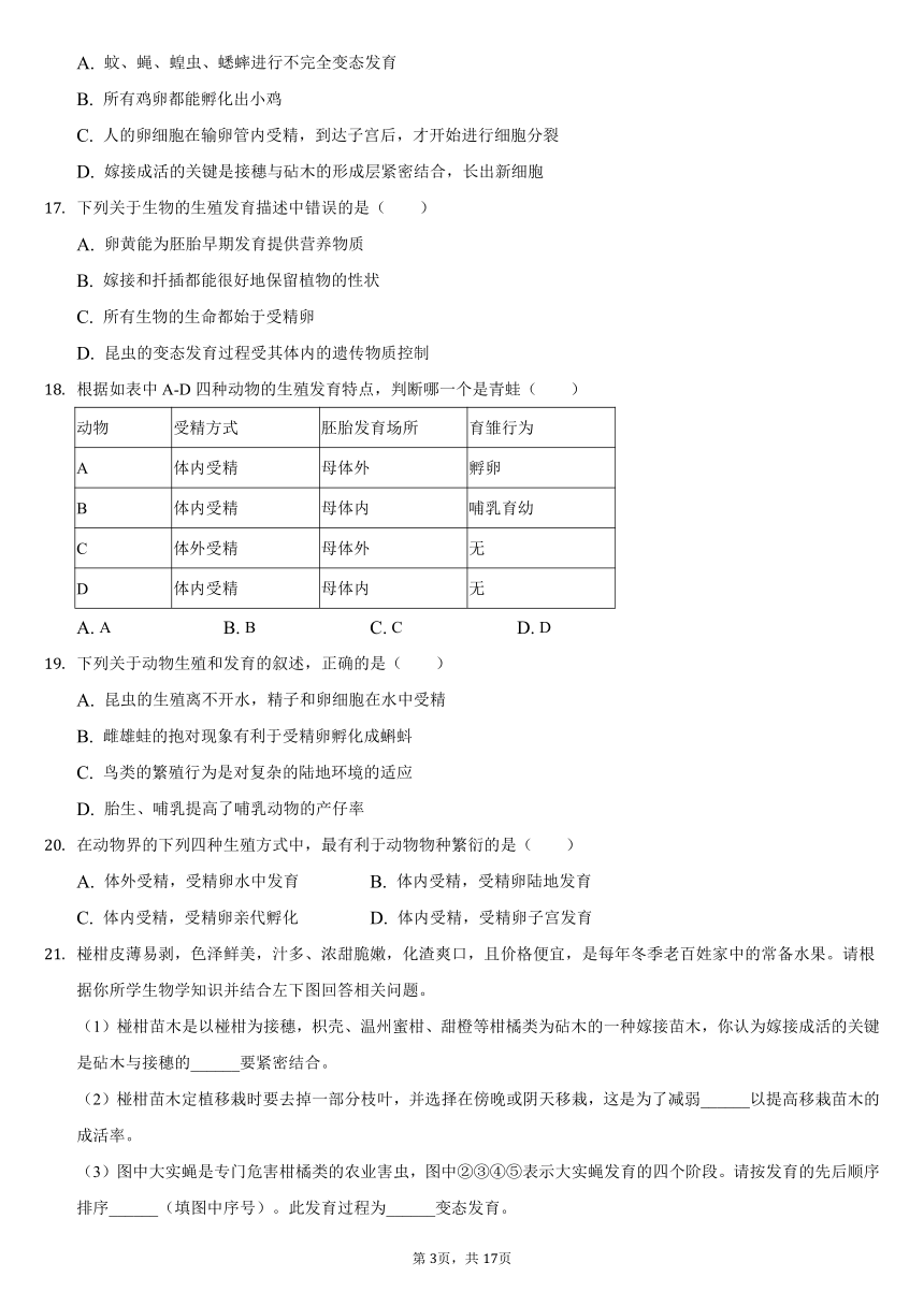 2020-2021学年新疆阿克苏地区沙雅五中八年级（下）月考生物试卷（word版含解析）