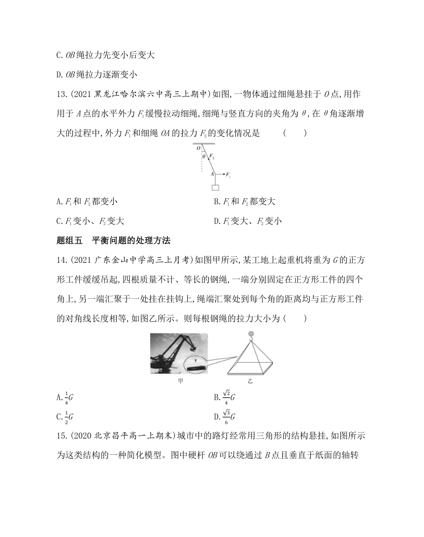 5　共点力的平衡练习2021-2022学年物理必修第一册人教版2019（word含解析）