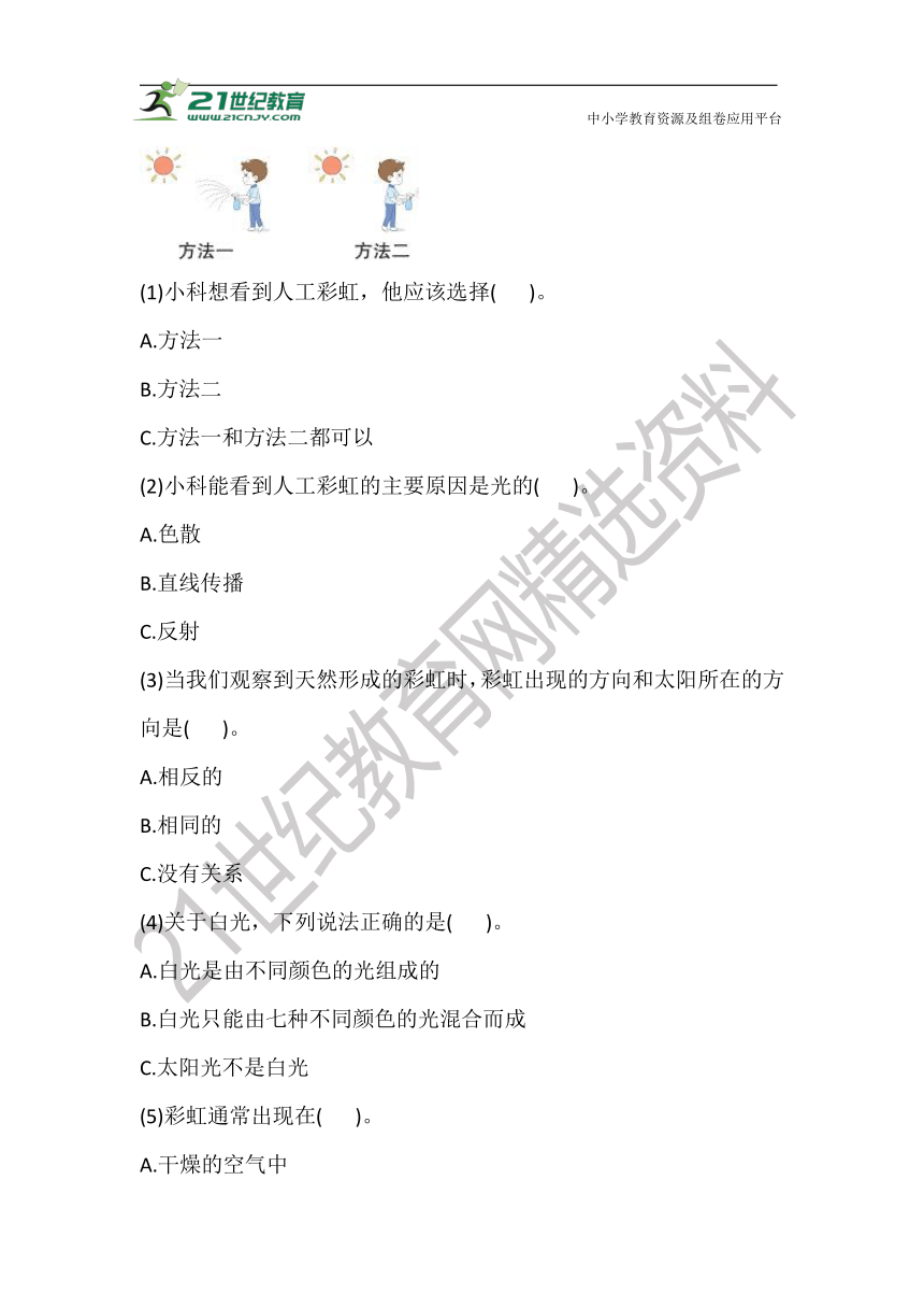 1.5 阳光里的色彩  练习（含答案）