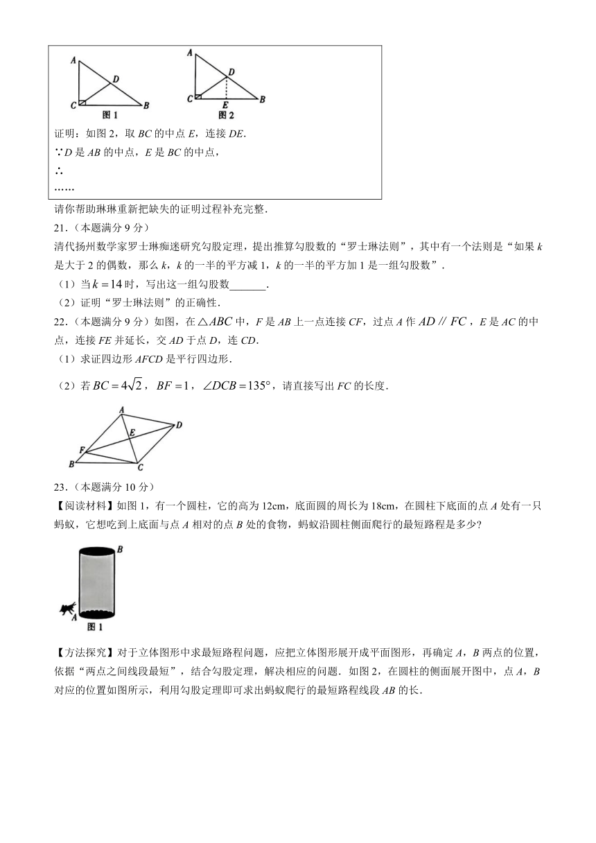 河北省沧州市盐山县庆云镇2023-2024学年八年级下学期期中数学试题（含答案）