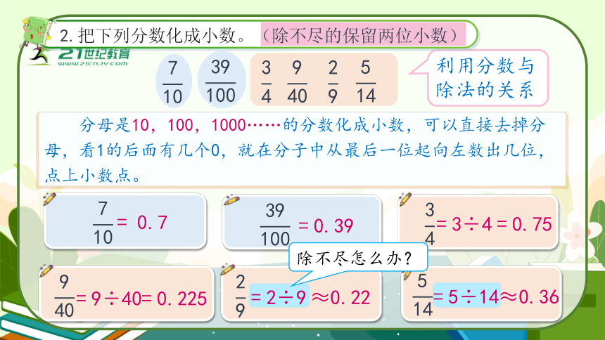 人教版五年级数学下册《分数与小数的互化（1）》教学课件(共30张PPT)