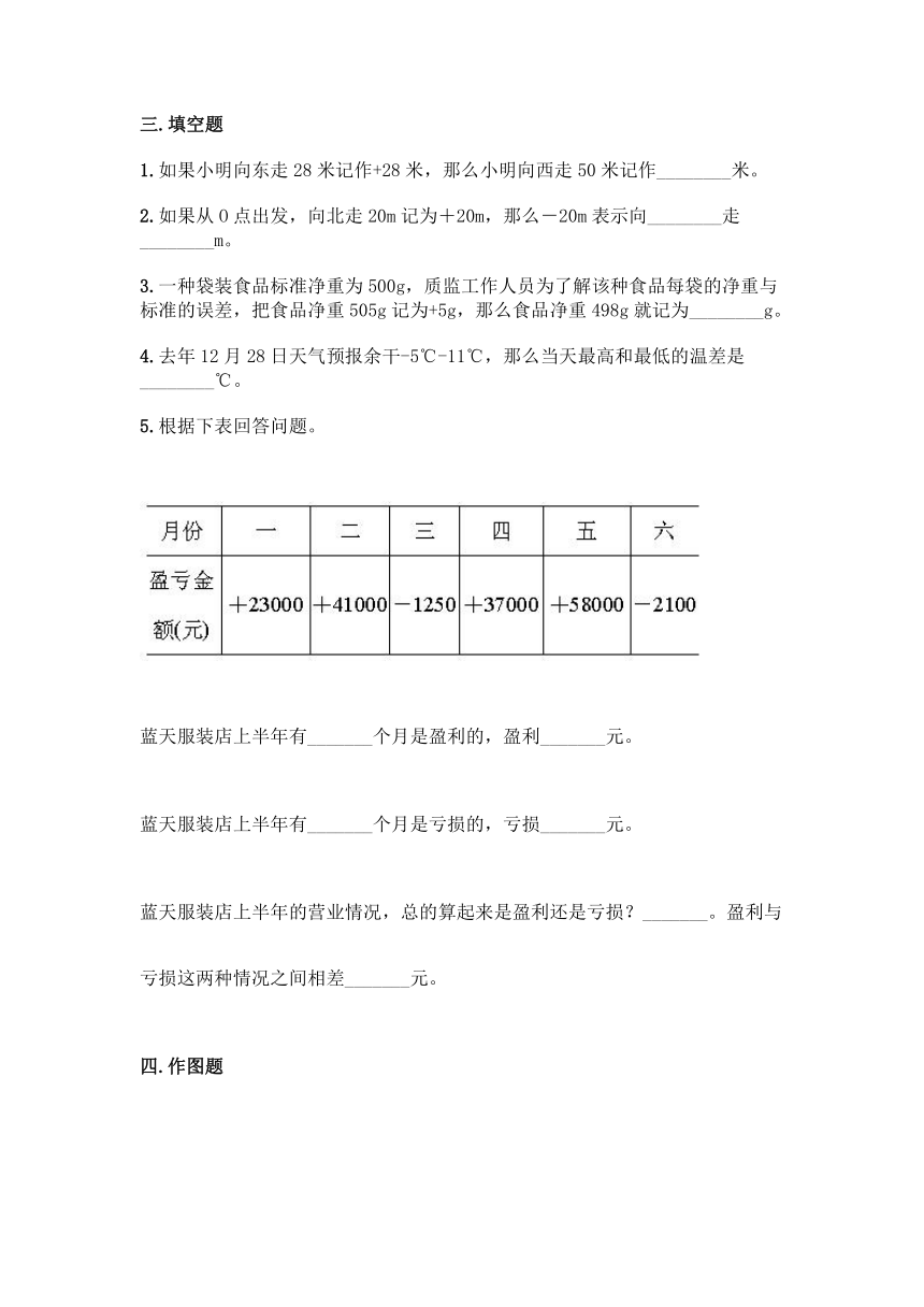 沪教版五年级下册数学第二单元 正数和负数的初步认识 同步练习题（含答案）