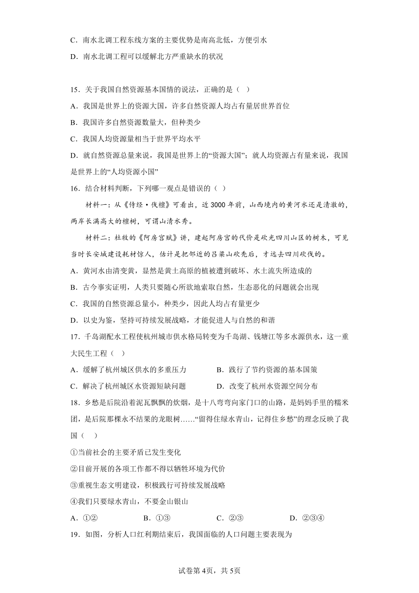 6.2 日益严峻的资源问题 同步练习--2022-2023学年浙江省人教版人文地理七年级 下册（含答案）