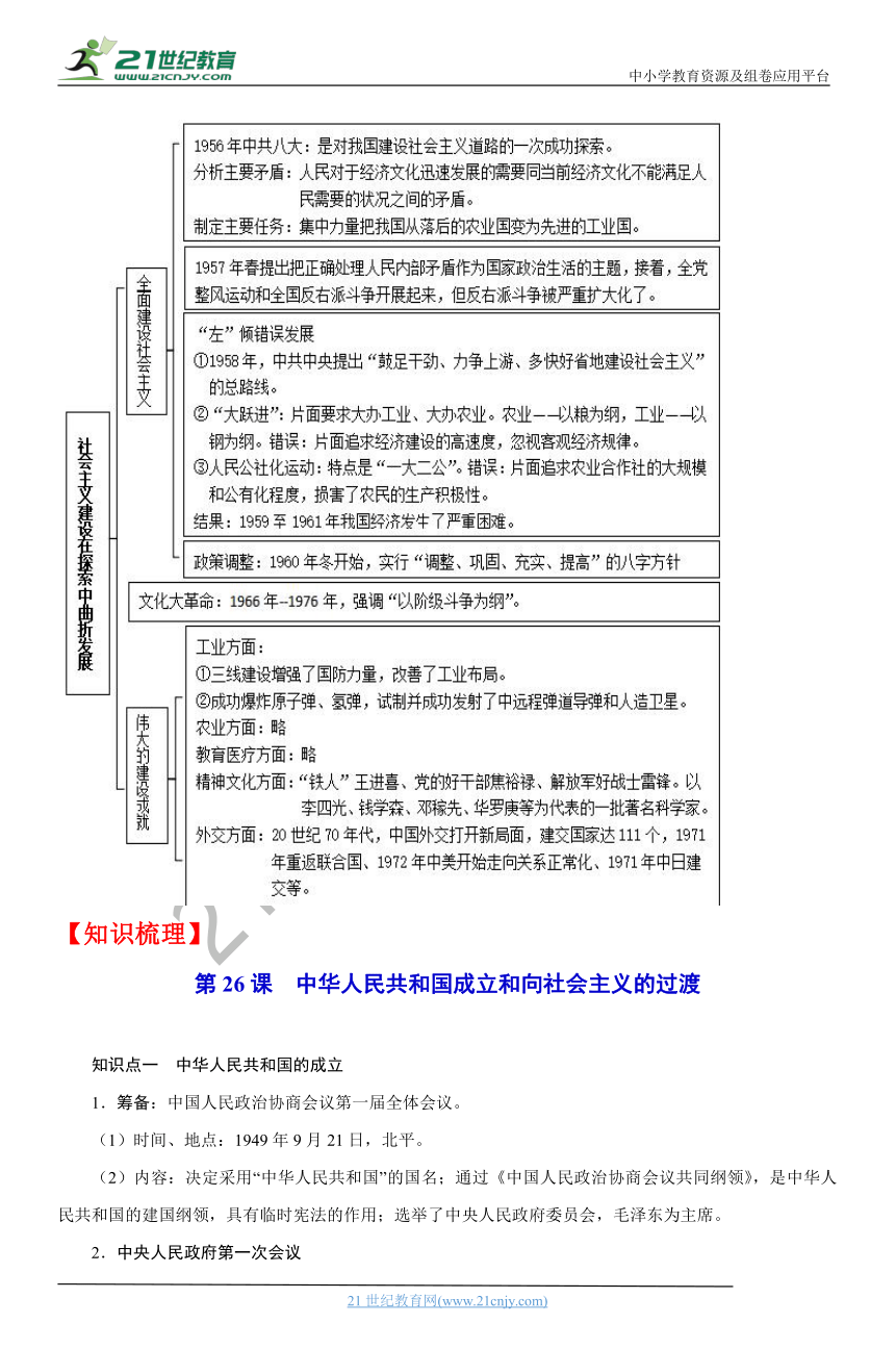 09  中华人民共和国成立和社会主义革命与建设 学案（时空坐标+思维导图+知识梳理+通关检测）