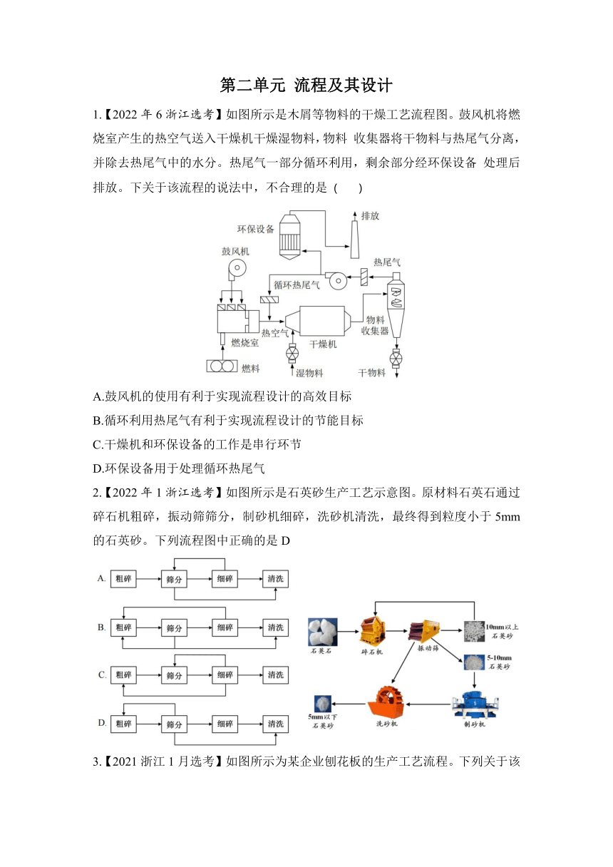 第二单元 流程及其设计  2023届高三通用技术选考一轮复习苏教版（2019）必修《技术与设计2》（Word版，有答案）