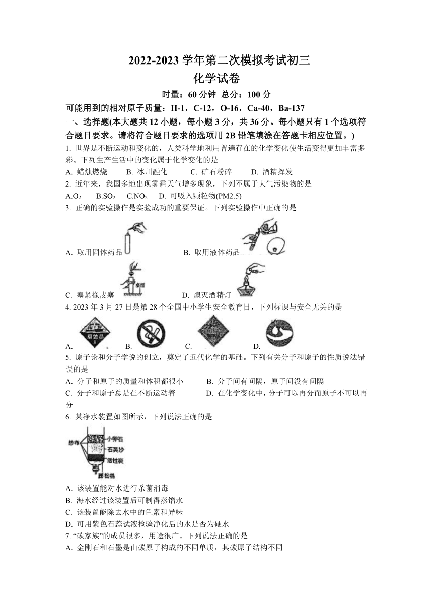 2023年湖南省长沙市中考二模化学试题(无答案)