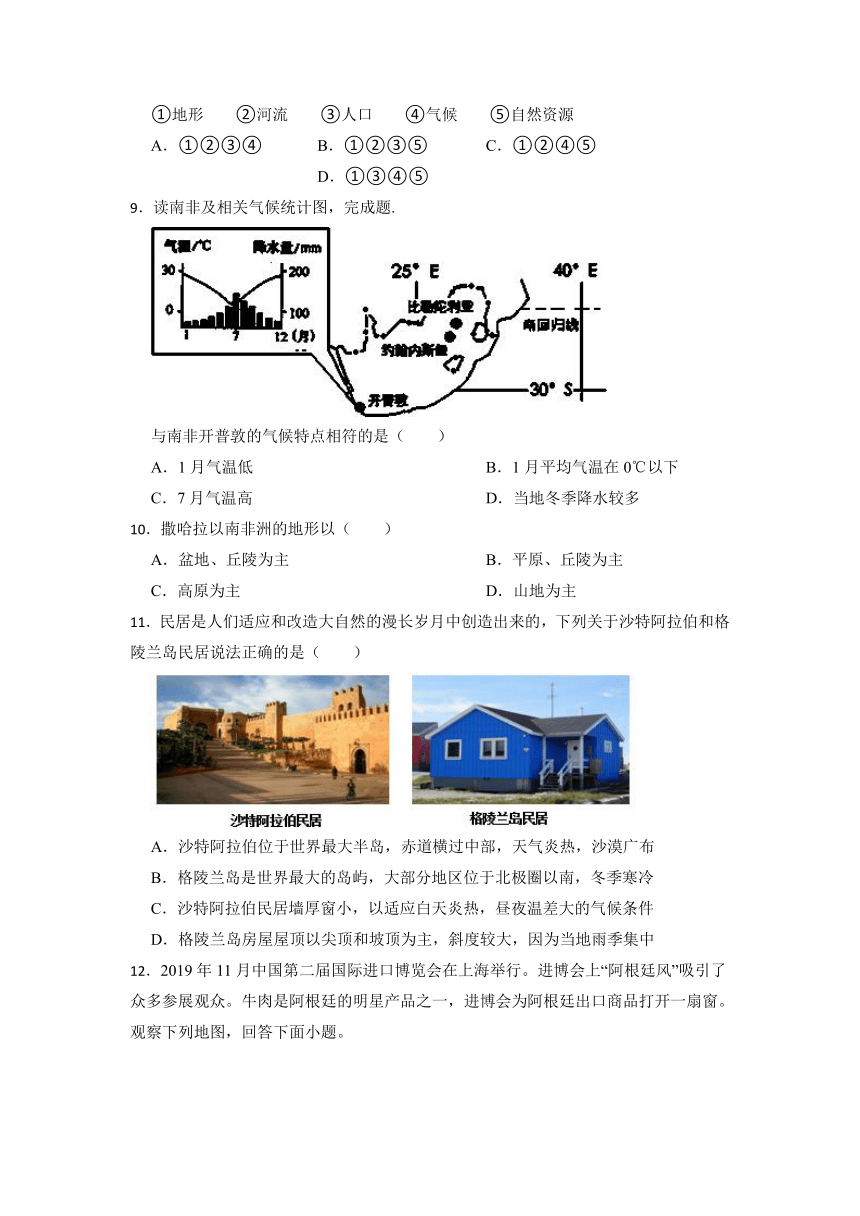 综合探究3.2评析区域的自然条件 同步练习（含答案）