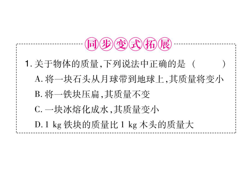 2021-2022学年八年级上册人教版物理习题课件 第六章 第1节 质量(共41张PPT)