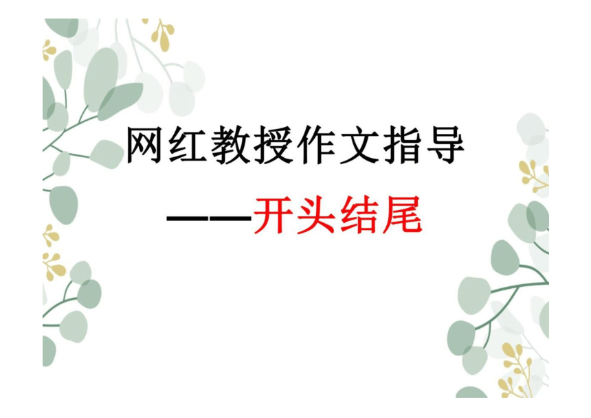 2023届高考作文复习：以网红教授为例作文指导——开头结尾 课件(共24张PPT)