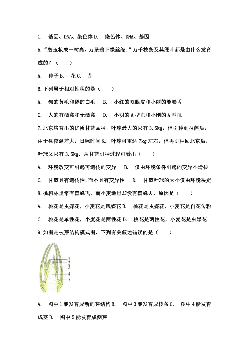 2021年山东省潍坊市中考生物押题试卷（ Word版 含答案）