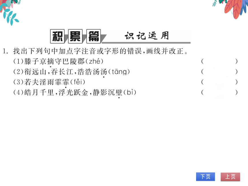 【统编版】语文九年级上册 11 岳阳楼记 习题课件（通用版）