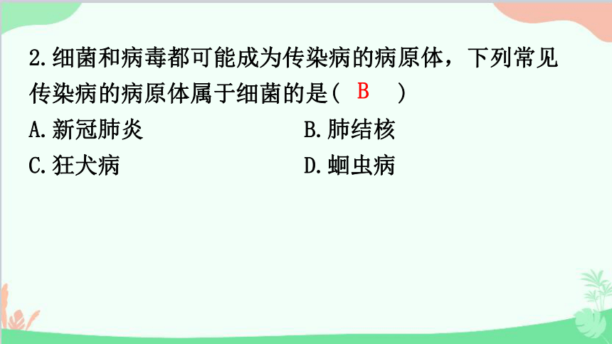 2023年中考生物复习 主题五  人体生理与健康   (三)传染病和免疫、生活习惯与行为习题课件(共37张PPT)