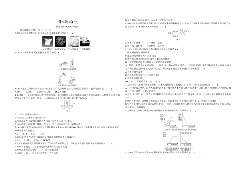 化学九年级上册人教版 期末测试（一）（含解析）