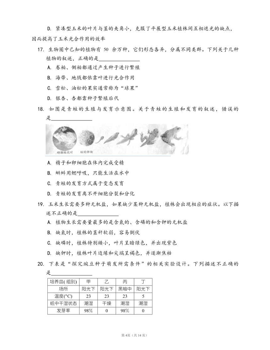 济南版八年级上册生物单元测试卷第四单元物种的延续(word版，含答案解析）