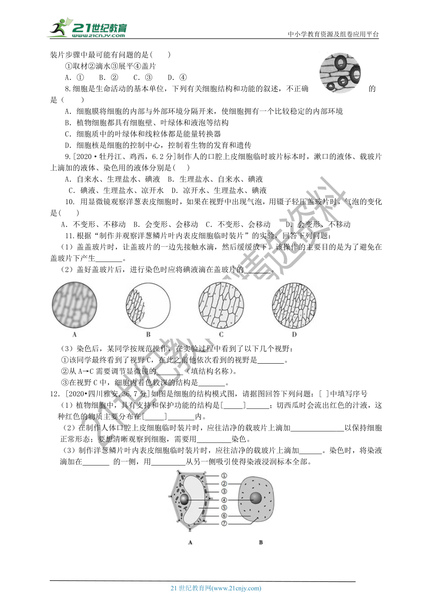 济南版中考复习导学案课时三§1细胞的结构和功能（含答案）