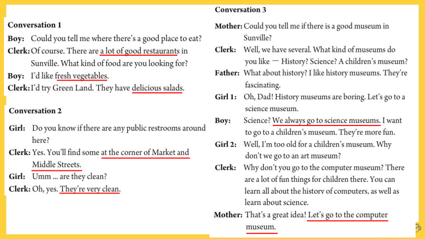 【培优课堂】Section B listening&writing 课件+内嵌音频 人教九年级 Unit 3 Could you please tell me where the restrooms