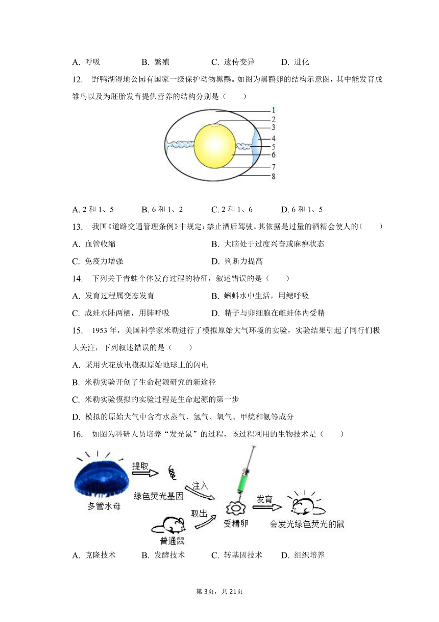 2022-2023学年江西省宜春市高安二中等两校八年级（下）月考生物试卷（3月份）(含解析）