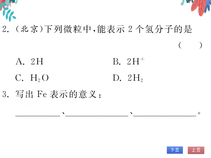 【人教版】化学九年级上册 第四单元 课题4 化学式与化合价 第1课时 习题课件