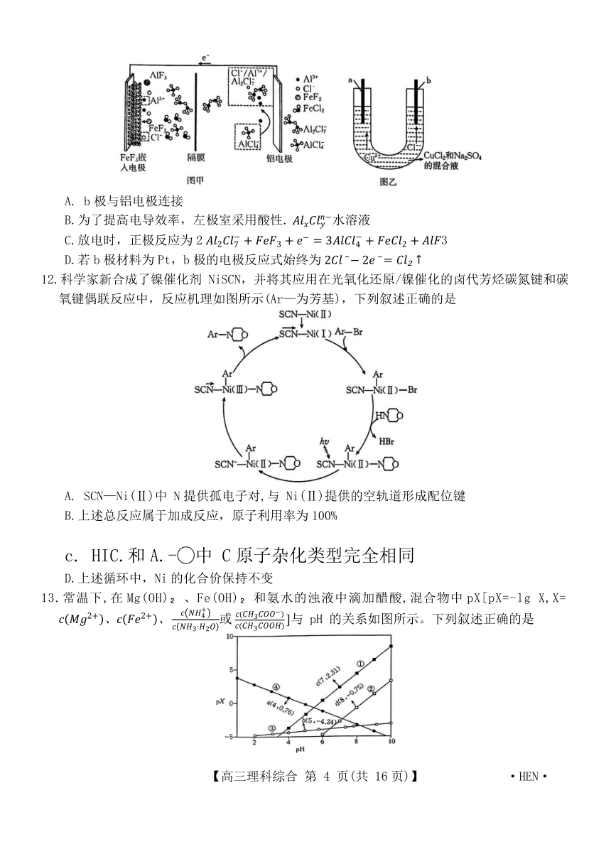 河南省名校2024届高三下学期（4月）教学质量检测理综试卷（解析版）