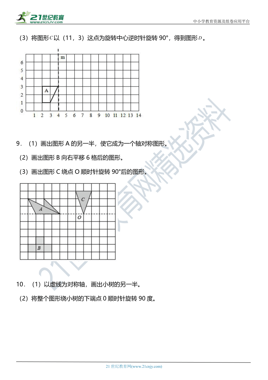 北师大版小学数学六年级下册第三单元专项训练—《作图题》（含答案）