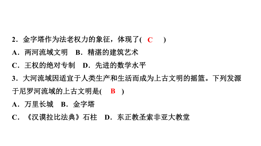 专题一　人类文明的发端与农业区域文明 练习课件-2021届中考历史与社会一轮复习（金华专版）（51张PPT）