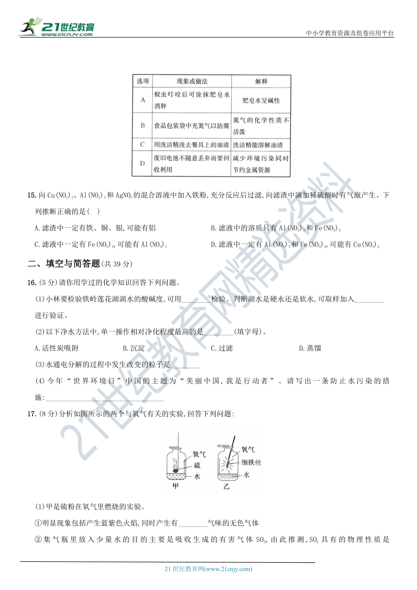 化学中考强化集训卷(一)  身边的物质与变化（含答案）