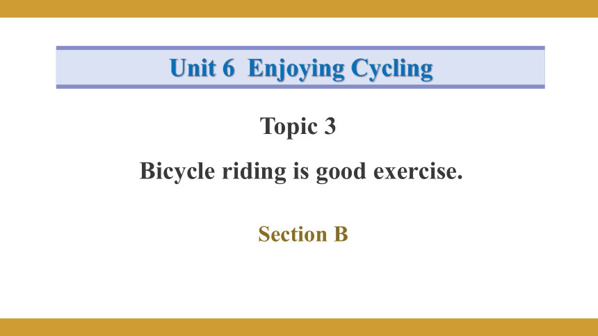 Unit 6 Enjoying Cycling Topic 3 Bicycle riding is good exercise Section B 课件