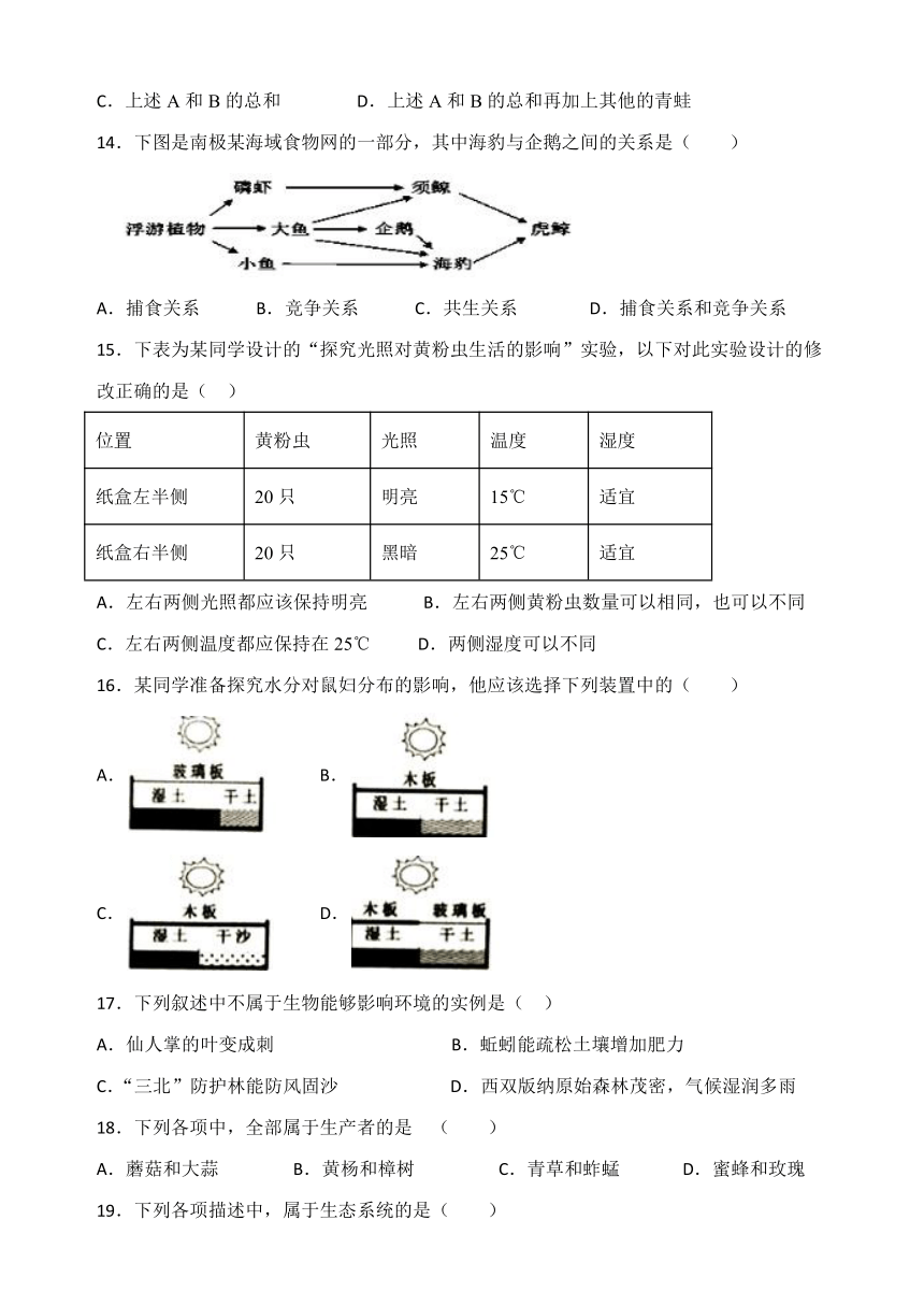 广东省阳江市第二中学2023-2024学年七年级上学期第一次月考生物试题（含答案）