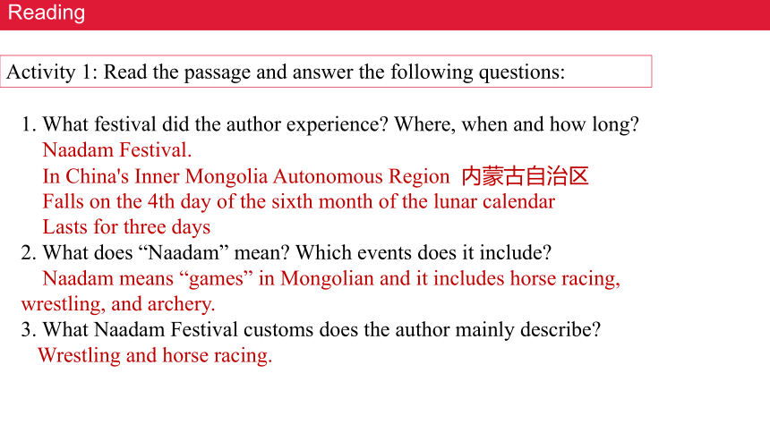 人教版（2019）必修 第三册Unit 1 Festivals and Celebrations Reading for writing 课件(共41张PPT)