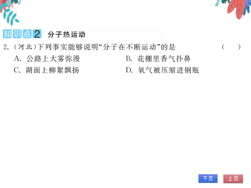 【人教版】物理九年级全册 13.1 分子热运动  习题课件