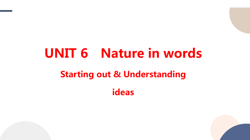 外研版（2019）选择性必修第三册Unit 6 Nature in Words  Starting out & Understanding ideas课件（38张PPT)