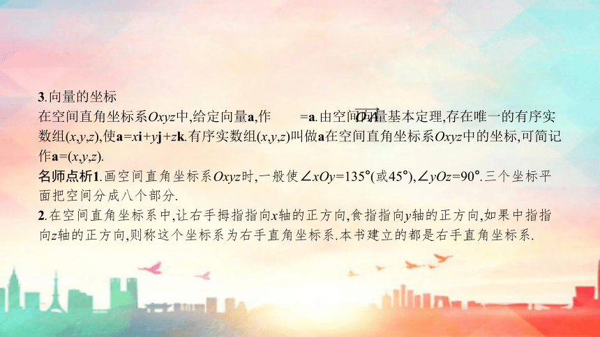 人教A版（2019）选择性必修第一册第一章 空间向量与立体几何1.3  空间向量及其运算的坐标表示（共39张PPT）