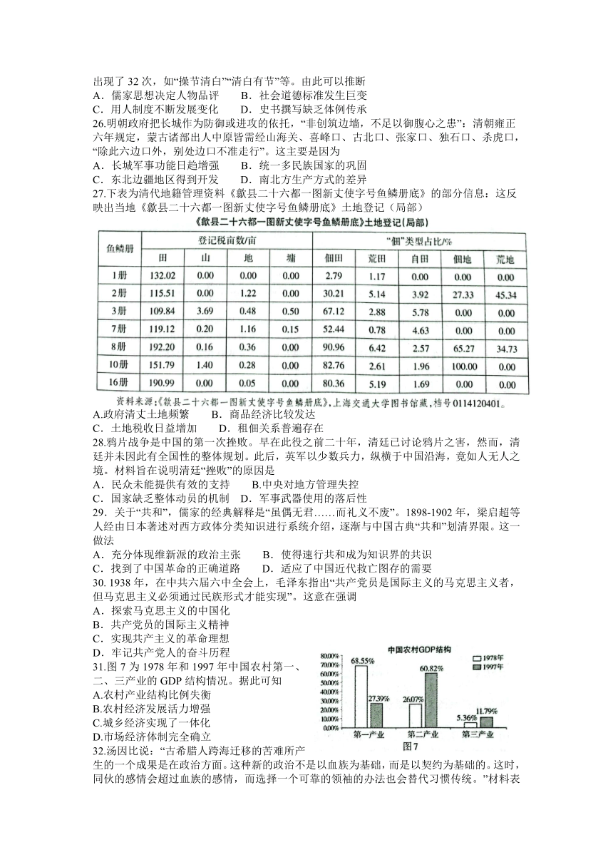 2023届新疆维吾尔自治区阿勒泰地区高三下学期高考素养调研第三次模考（5月）文科综合试卷（ 含答案）