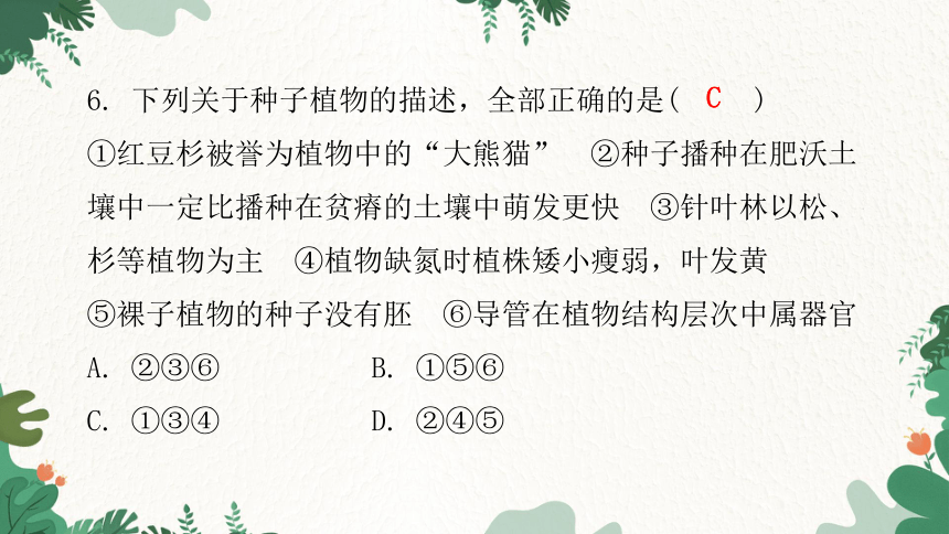 人教版生物七年级上册 第三单元生物圈中的绿色植物水平测试卷习题课件(共44张PPT)