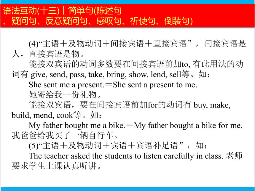 2022中考英语二轮复习PPT课件过关--语法互动13　 简单句陈述句、疑问句、反意疑问句、感叹句、祈使句、倒装句