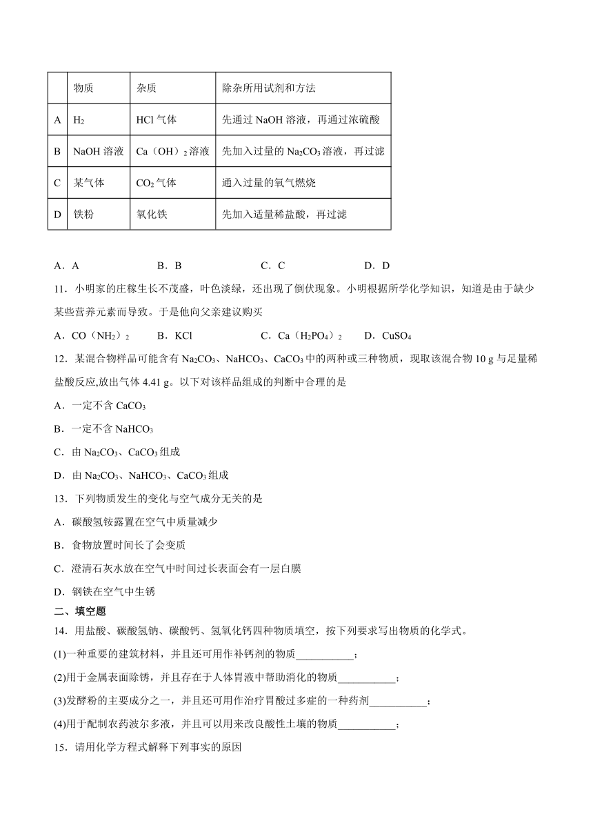 第12章盐检测题（含答案）---2022-2023学年九年级化学京改版（2013）下册