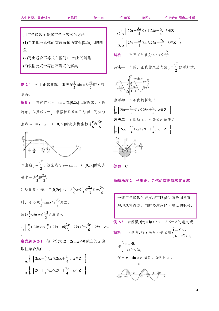 1.4 三角函数的图像与性质-人教A版高中数学必修四讲义（Word解析版）