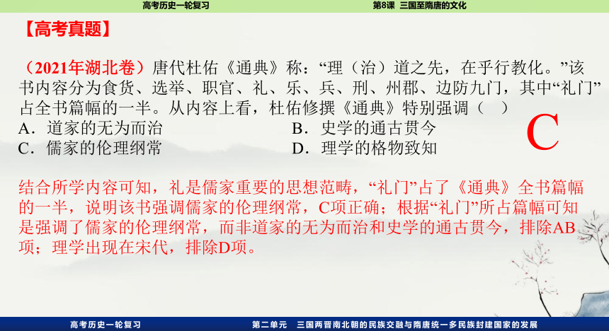 【高频考点聚集】8.三国至隋唐的文化 一轮复习课件（33张PPT）