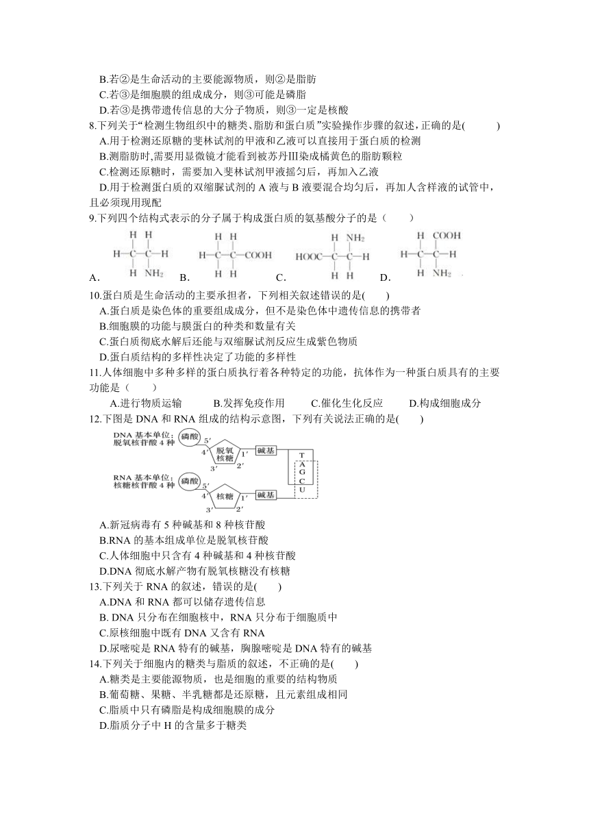 黑龙江省牡丹江市海林市林业一中2021-2022学年高一上学期12月月考生物试题（Word版含答案）