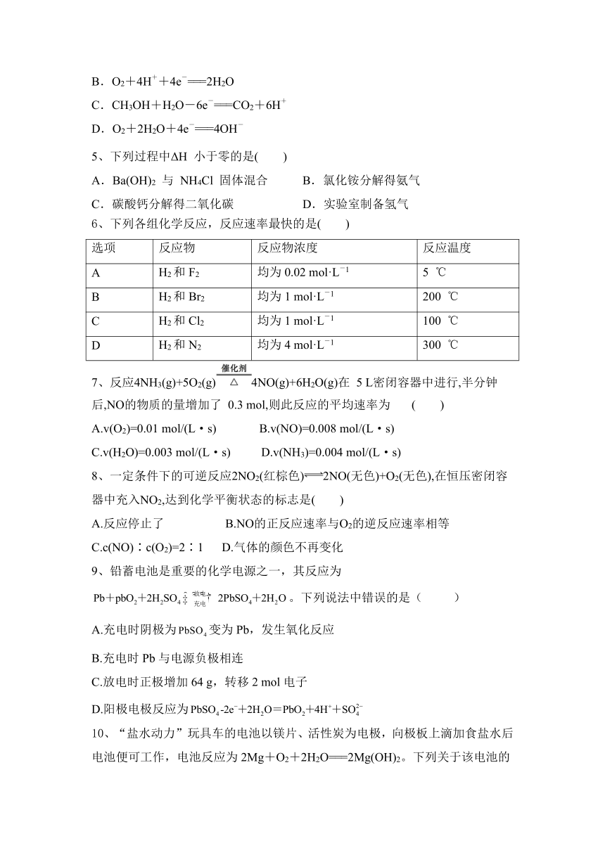 第六章　化学反应与能量课后练习题（含答案）下学期高一化学人教（2019）必修第二册